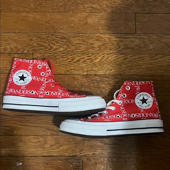 JW ANDERSON Red High-Top Sneakers - Picture 1 of 10